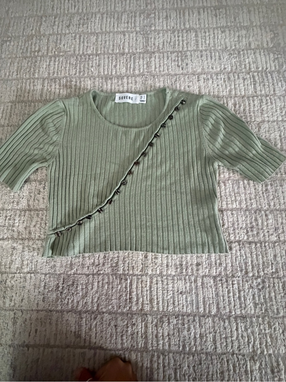 Sovere Ribbed Knit Crop Top in Sage Green size M